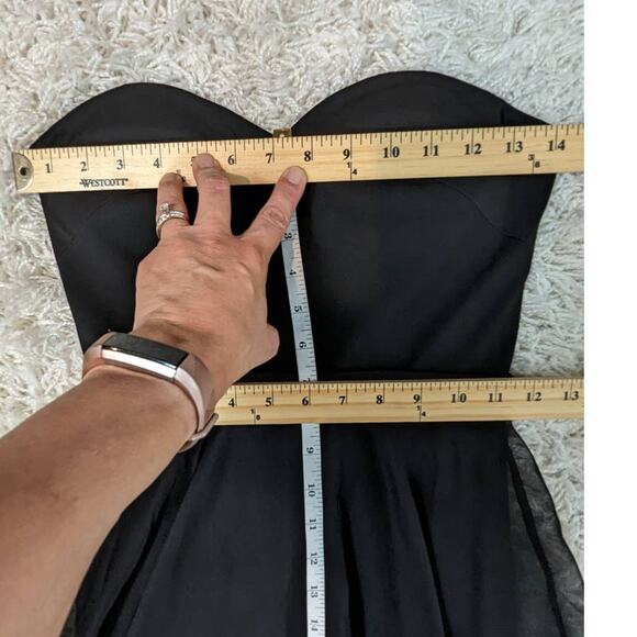 La Femme Strapless Sheer Formal Dress With Romper and Sheer Skirt Black Size 2 - Picture 7 of 16